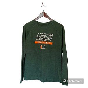Miami Hurricanes Green Thin L/S T-Shirt Men's Size L Base Layer NCAA